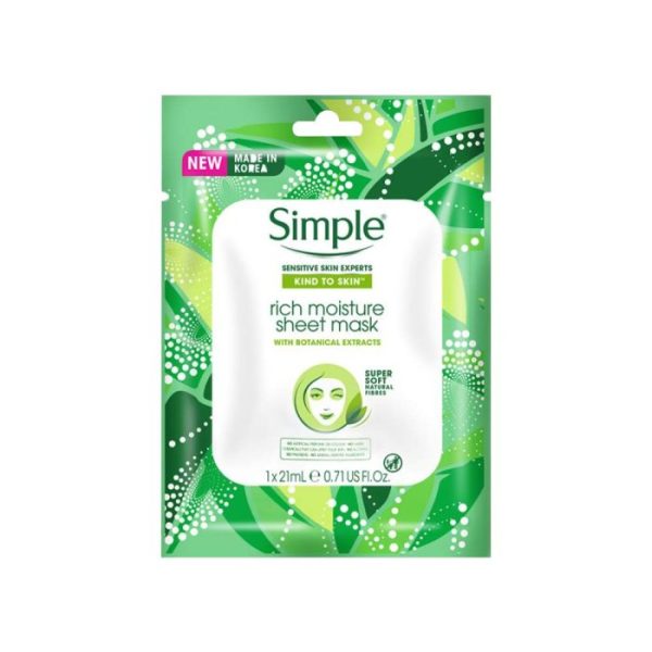 ماسک ورقه ای مرطوب کننده و آبرسان مدل ریچ سیمپل Simple Kind to Skin Rich Moisture Sheet Mask