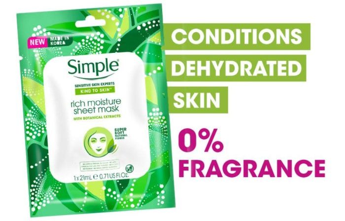 ماسک ورقه ای مرطوب کننده و آبرسان مدل ریچ سیمپل Simple Kind to Skin Rich Moisture Sheet Mask