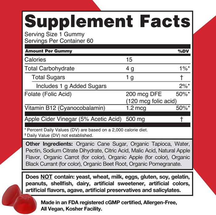 پاستیل لاغری سرکه سیب گلیApple Cider Vinegar Gummy Vitamins by Goli Nutrition 