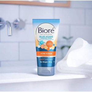 اسکراب ضد جوش آگاو آبی و جوش شیرین بیوره Bioré Anti Pimple Peeling Blue Agave and Baking Soda 150 g