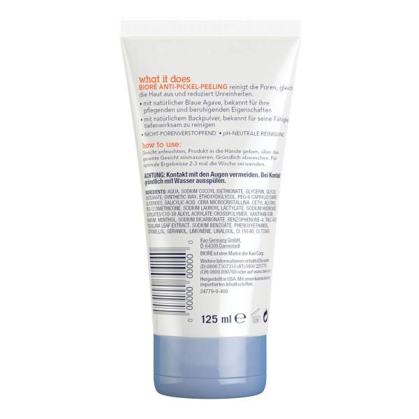 اسکراب ضد جوش آگاو آبی و جوش شیرین بیوره Bioré Anti Pimple Peeling Blue Agave and Baking Soda 150 g