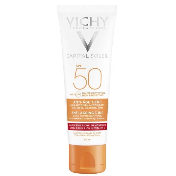 ضد آفتاب آنتی ایج بی رنگ ویشی 50میل SPF50