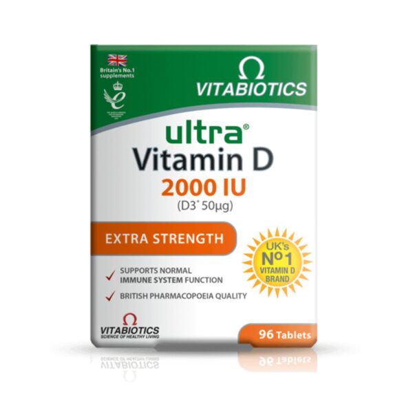 ویتامین دی ویتابیوتیکس Vitamin D ultra 2000 IU محصول انگلیس ۹۶عددی