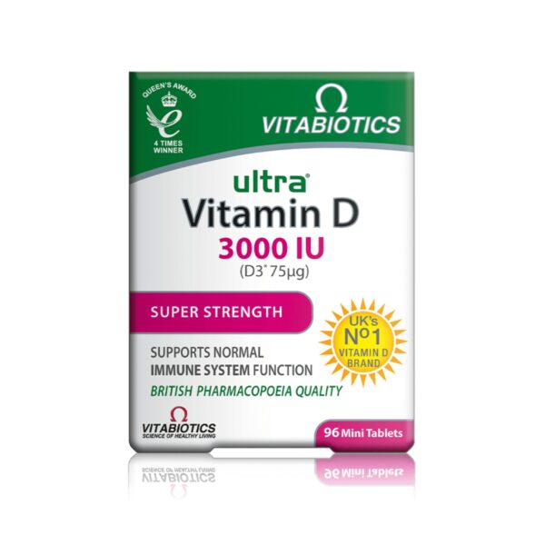 ویتامین دی ویتابیوتیکس Vitamin D ultra 3000 IU محصول انگلیس ۹۶عددی