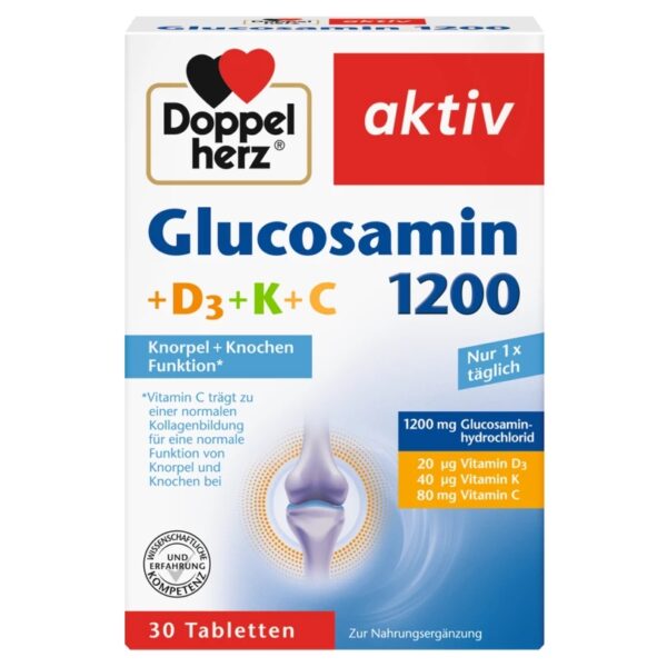 کپسول گلوکوزامین دوپل هرز اکتیو آلمانی دوز 1200 غنی شده با D3+K+C