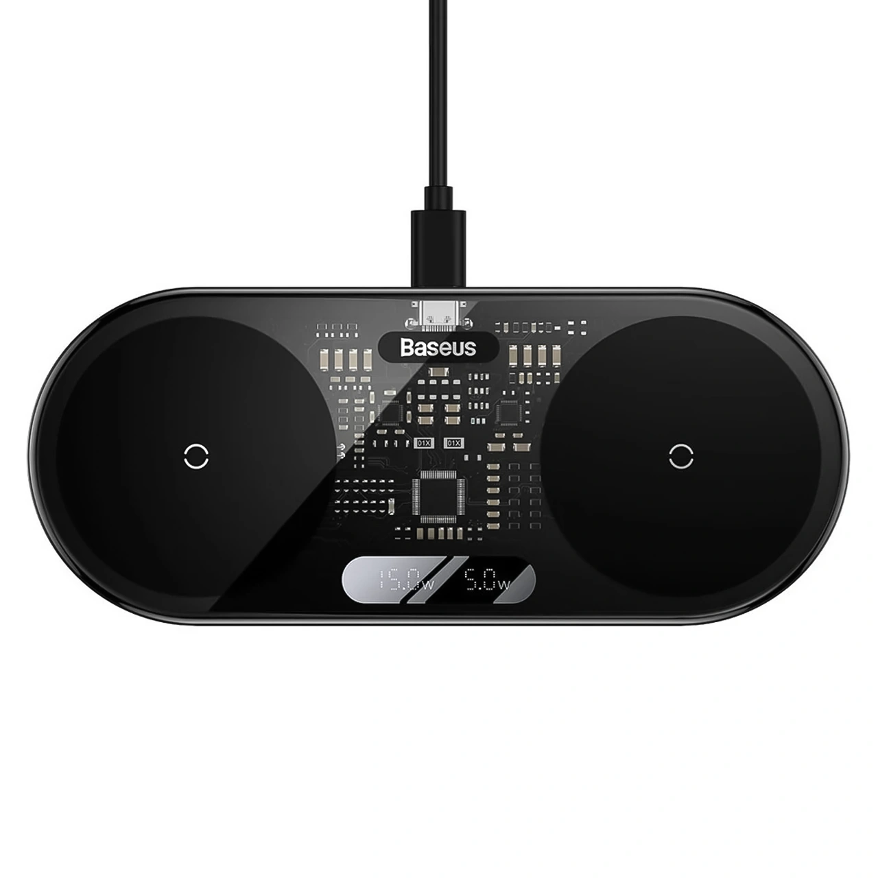 شارژر وایرلس دوگانه بیسوس مدل BS-W528 - مشکی